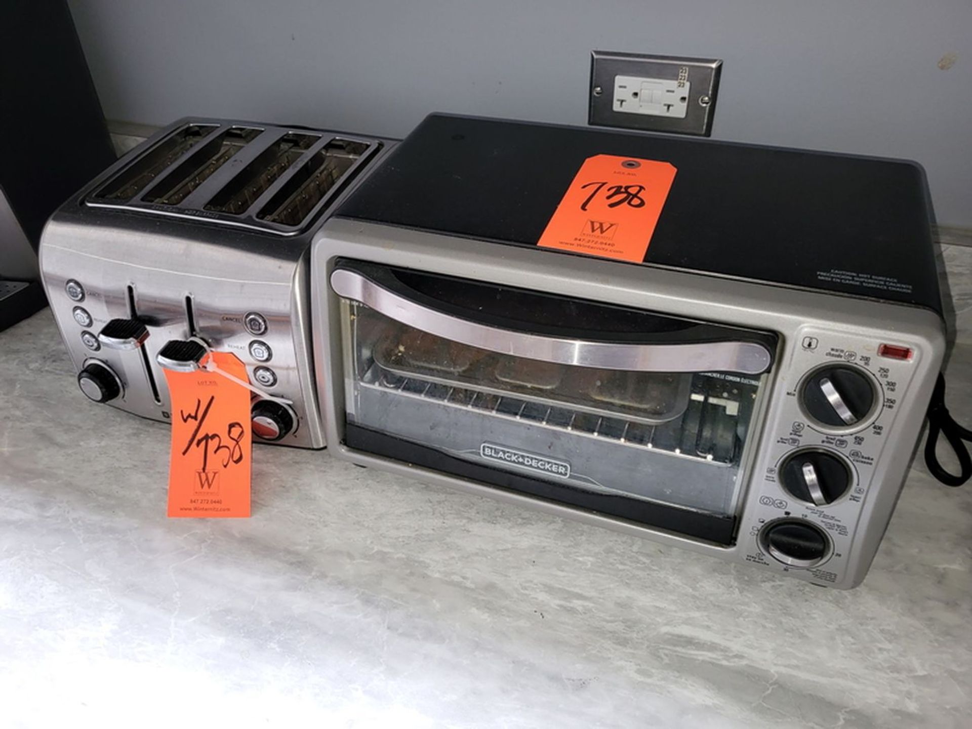 Lot - (1) Black & Decker Model TO1313SBD Toaster Oven, and (1) Toastmaster Toaster