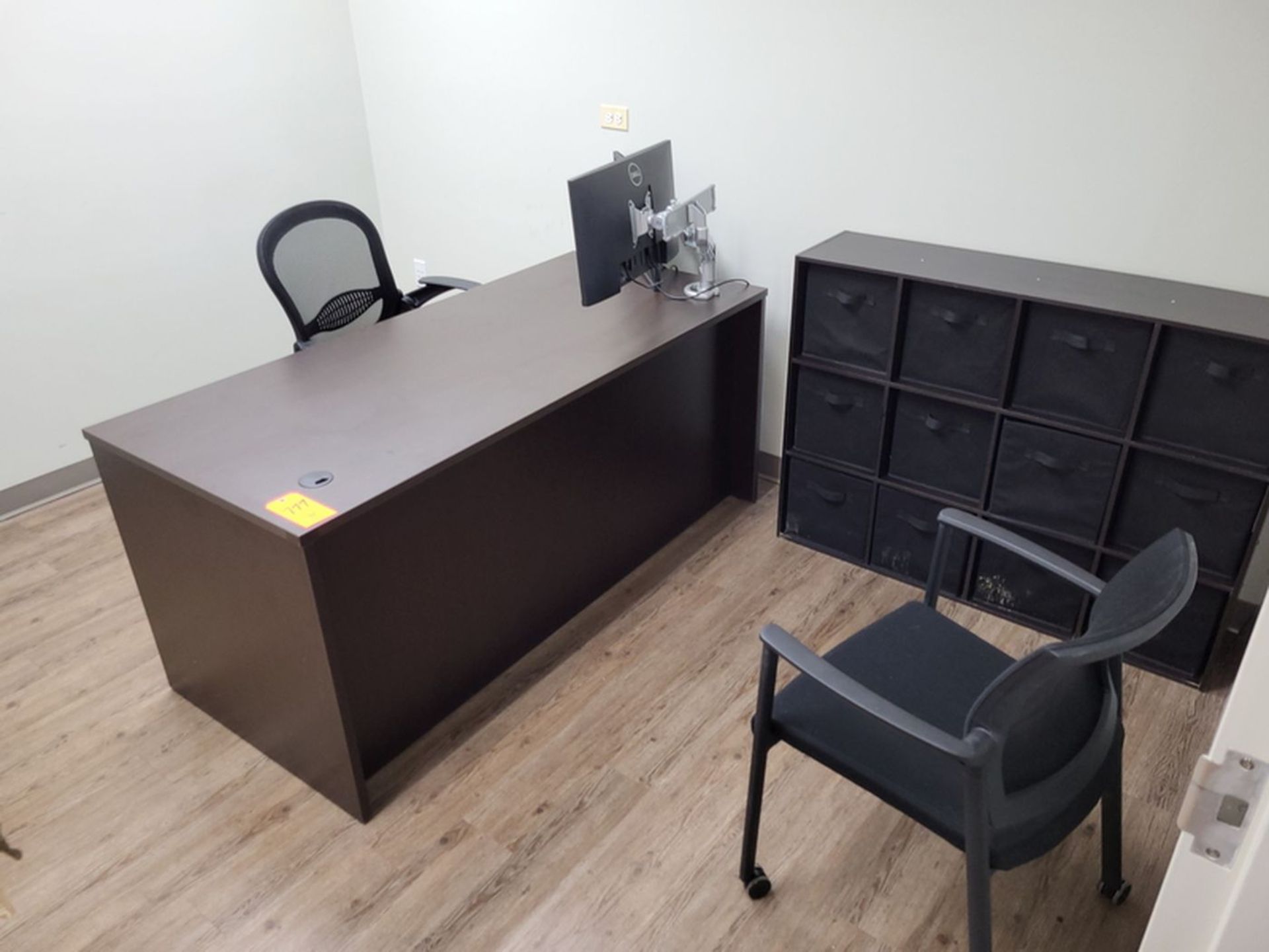 Lot - Office Furnishings; to Include: (1) Desk, (1) Swivel Chair, (1) Side Chair, and (1) Storage - Image 2 of 2