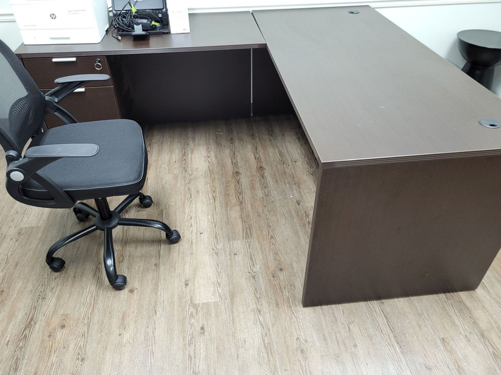 Lot - L-Shaped Desk; with Swivel Chair, and Side Chair - Image 2 of 3