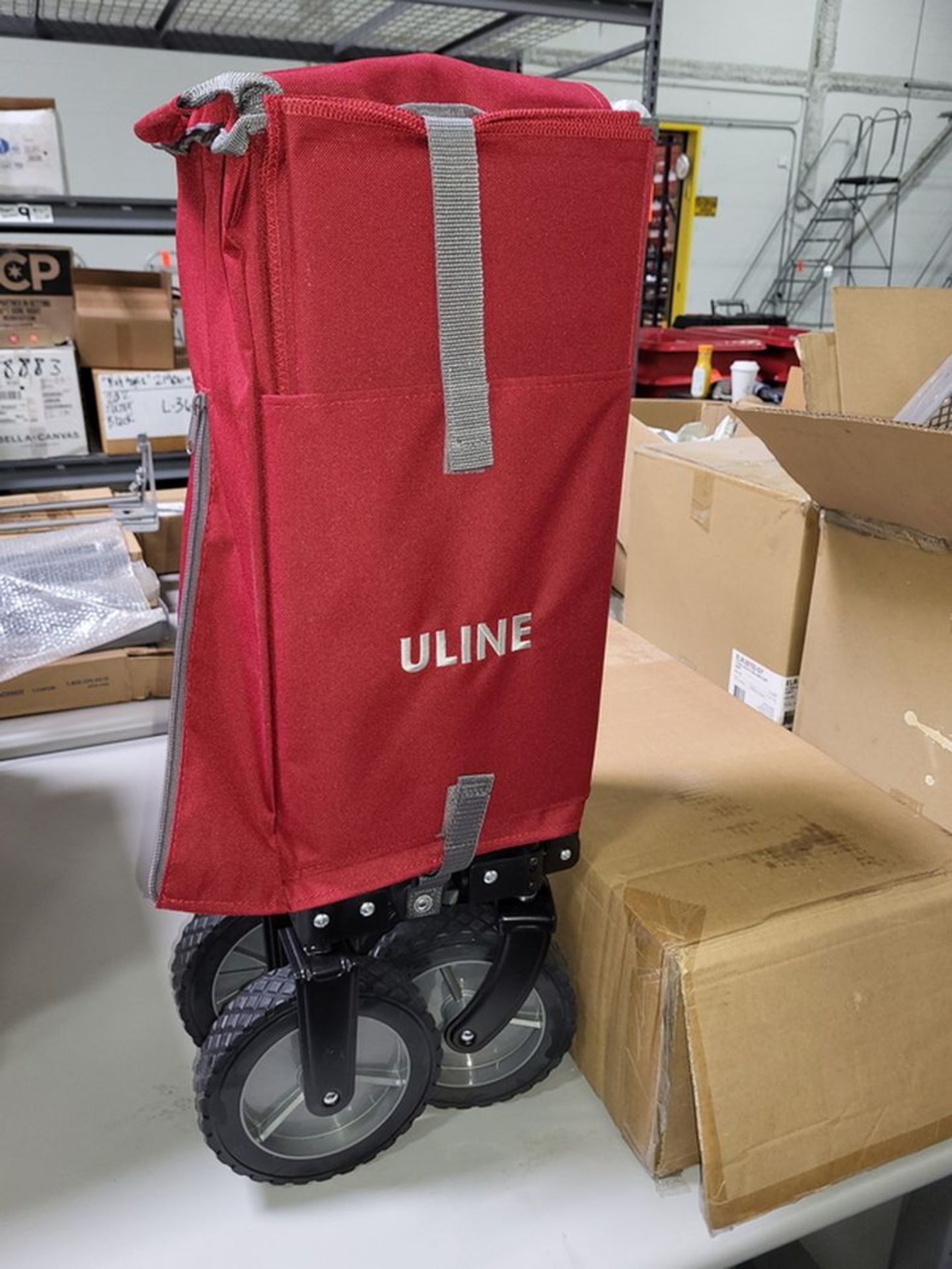 Uline Collapsible Cloth Basket Cart; Adjustable Height Handle (Unused in Box) - Image 2 of 3