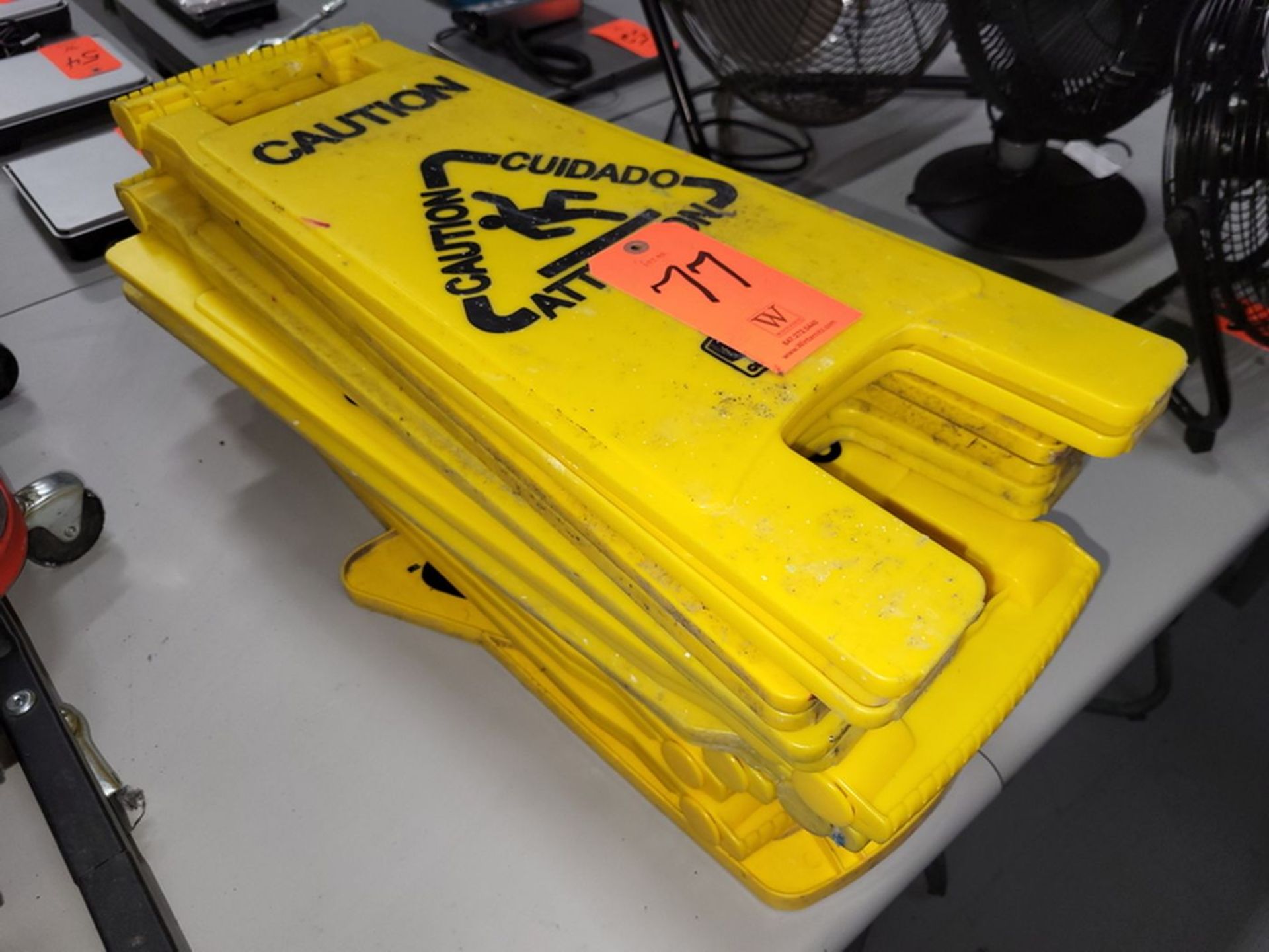 Lot - (10) Poly Floor Caution Signs;