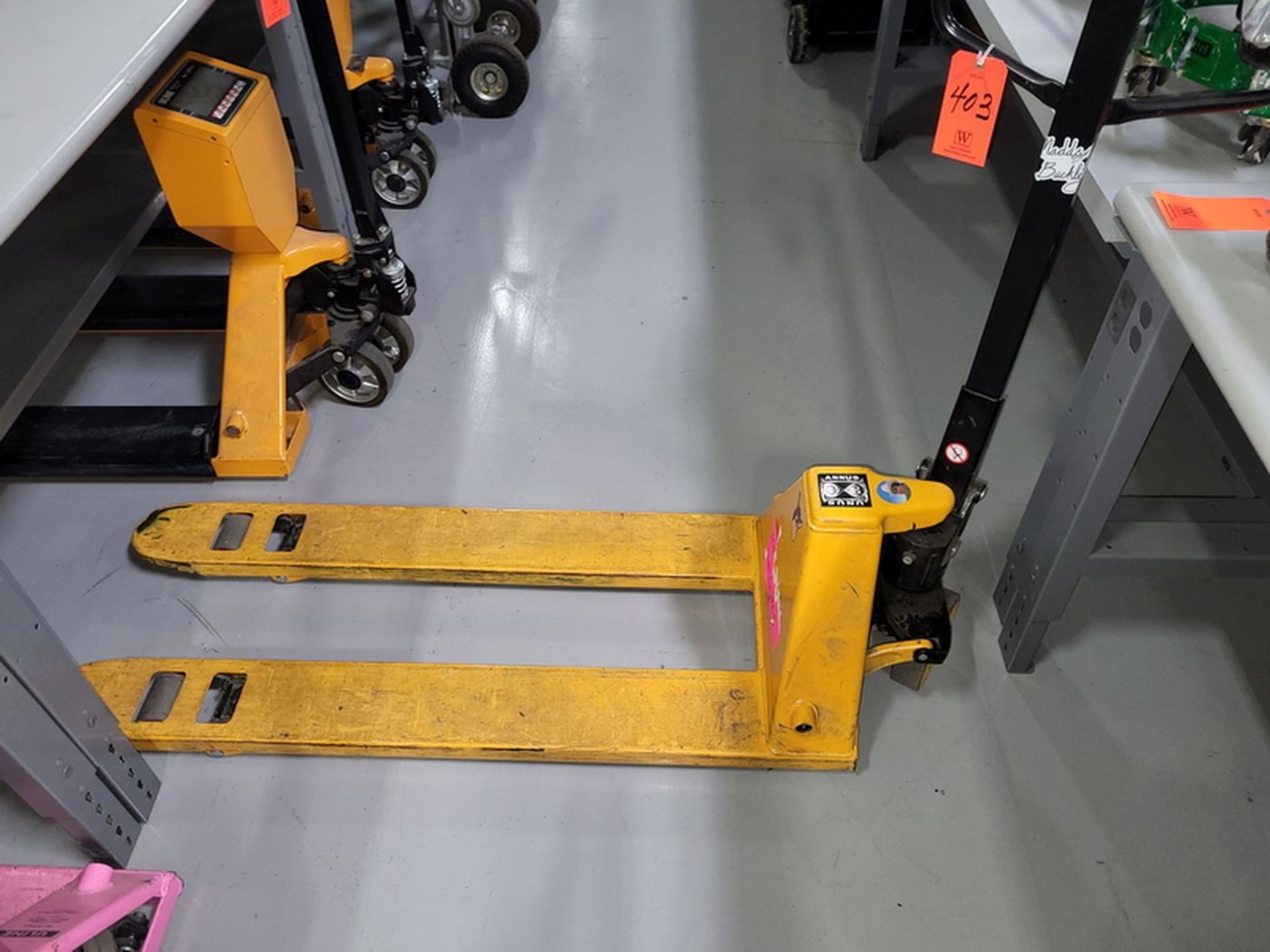 5,500 lb. Cap. Narrow Fork Hand Pallet Truck, S/N: 4264321; 48 x 20.5, Yellow Color