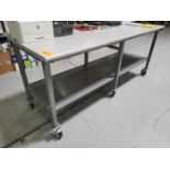 8 ft. x 3 ft. Laminate Worktable; Adjustable Height, on Heavy-Duty Casters (Late Removal, Once