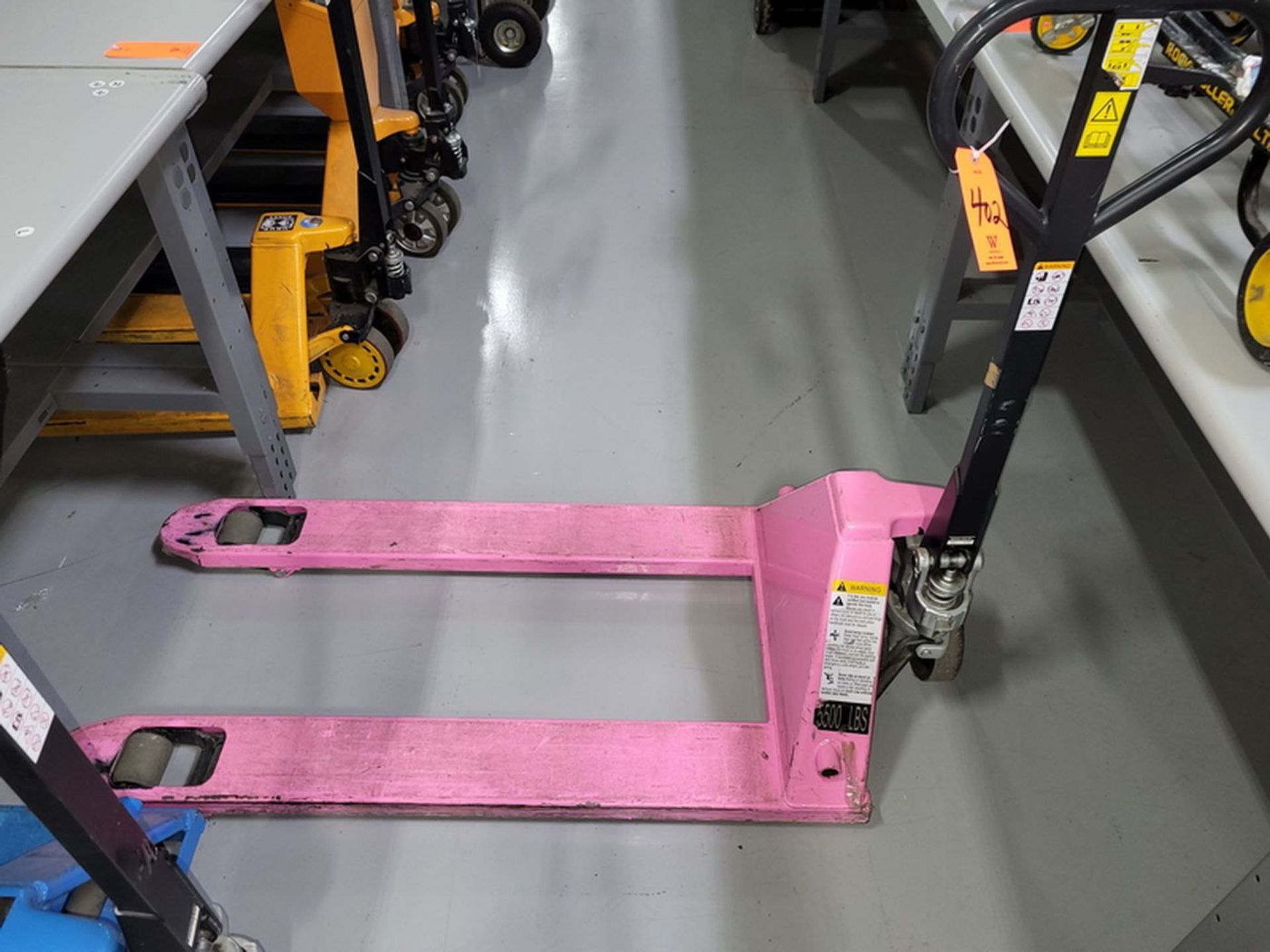 Uline 5,500 lb. Cap. Model H-3045 Hand Pallet Truck, S/N: J19101436-60/192 (2019); 48 x 27, Pink