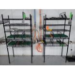 Lot - (2) Wire Racks & Contents with Squeegee's, Flood Bars & Related Tooling