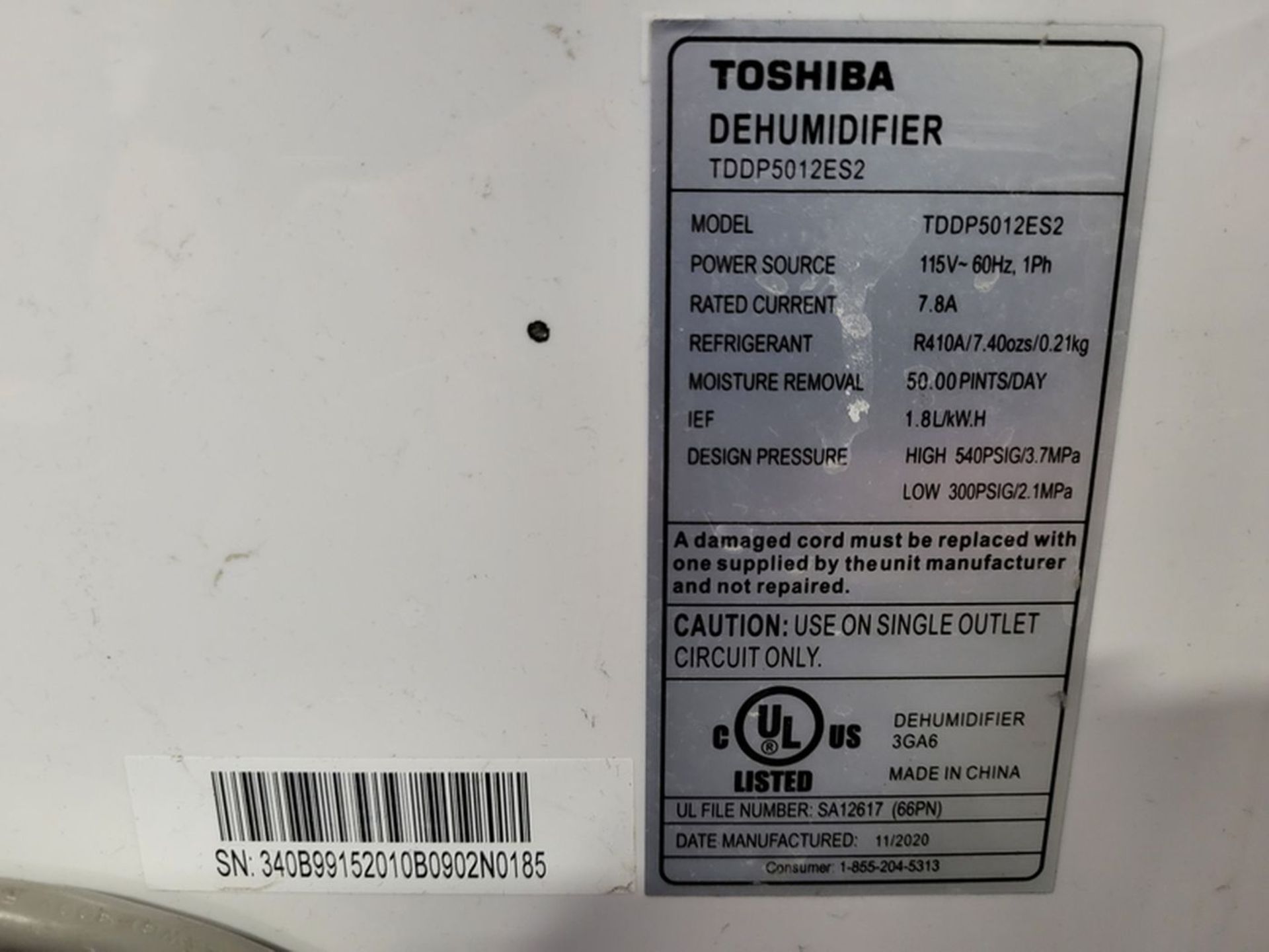 Toshiba Portable Dehumidifier; with Remote Control - Image 3 of 3