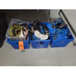 Lot - Ethernet Cables, Extension Cords & Ergonomic Pads, in (4) Bins