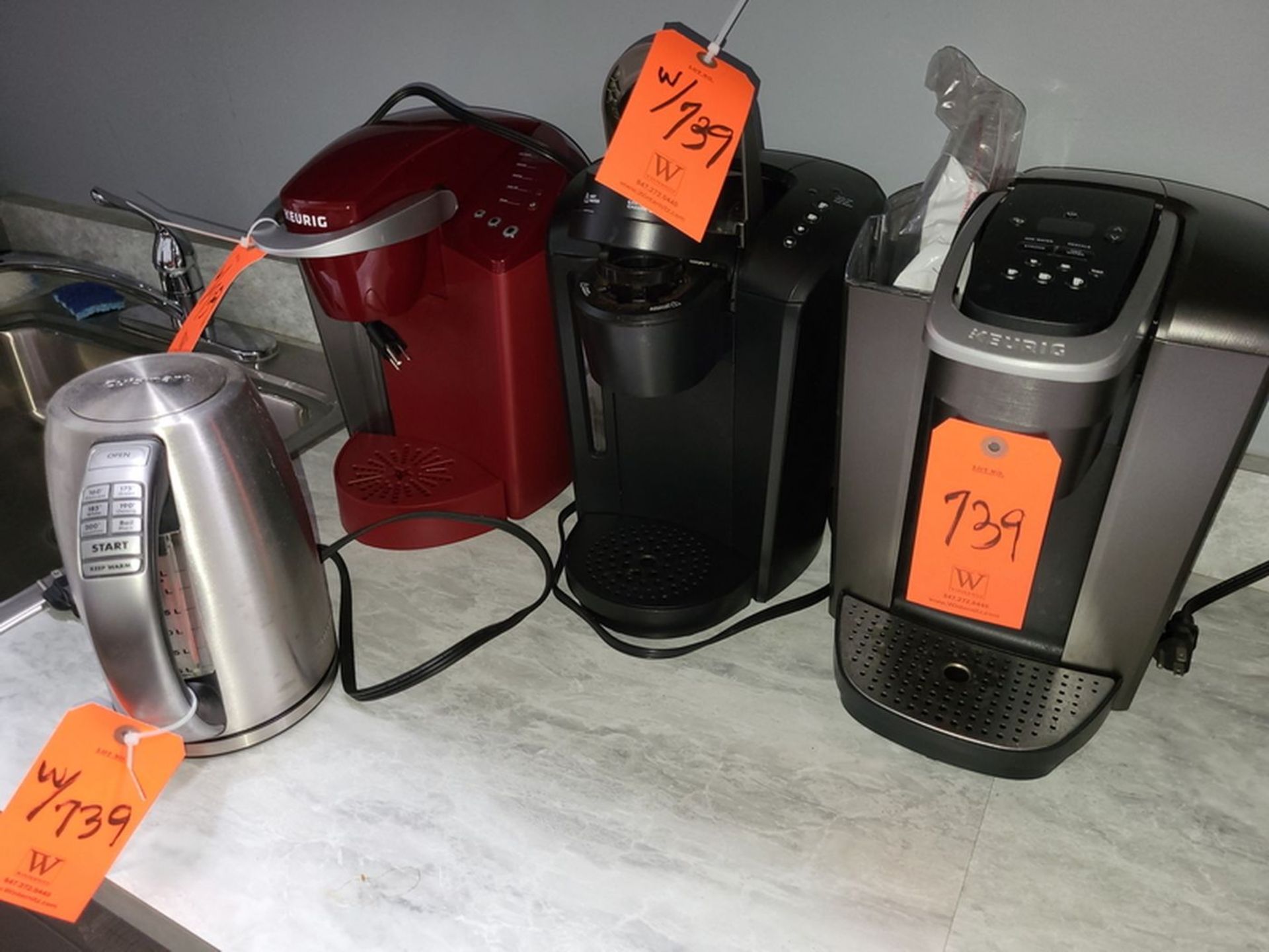 Lot - (3) Assorted Keurig Coffee Makers, and (1) Cuisinart 1.7L Electric Coffee Pot