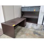 Lot - (2) Wood Desks & Hutch;