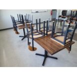 Lot - (2) Wood Cafeteria Tables & (7) Matching Chairs; 30 in. x 48 in.