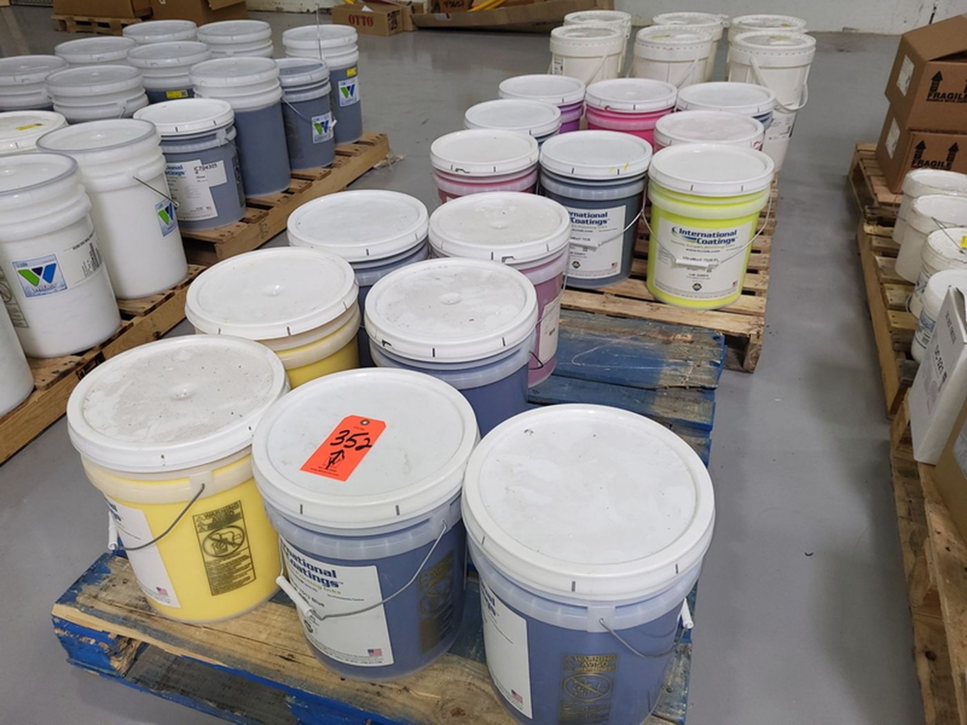 Lot - Assorted Unused Screen Print Chemicals; (16) Buckets, Includes (2) International Coatings