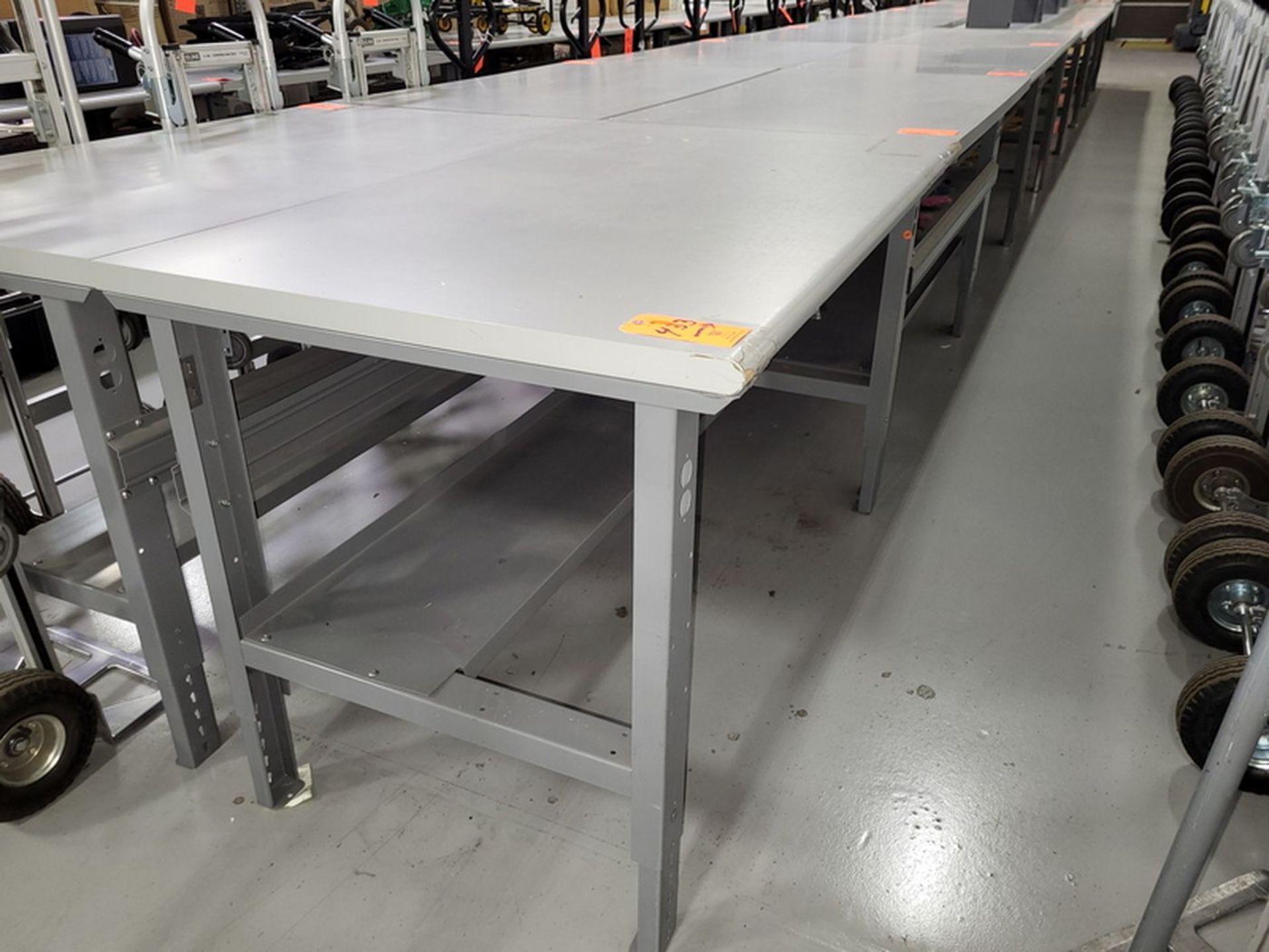 Lot - (4) 5 ft. x 3 ft. Laminate Worktables; Adjustable Height