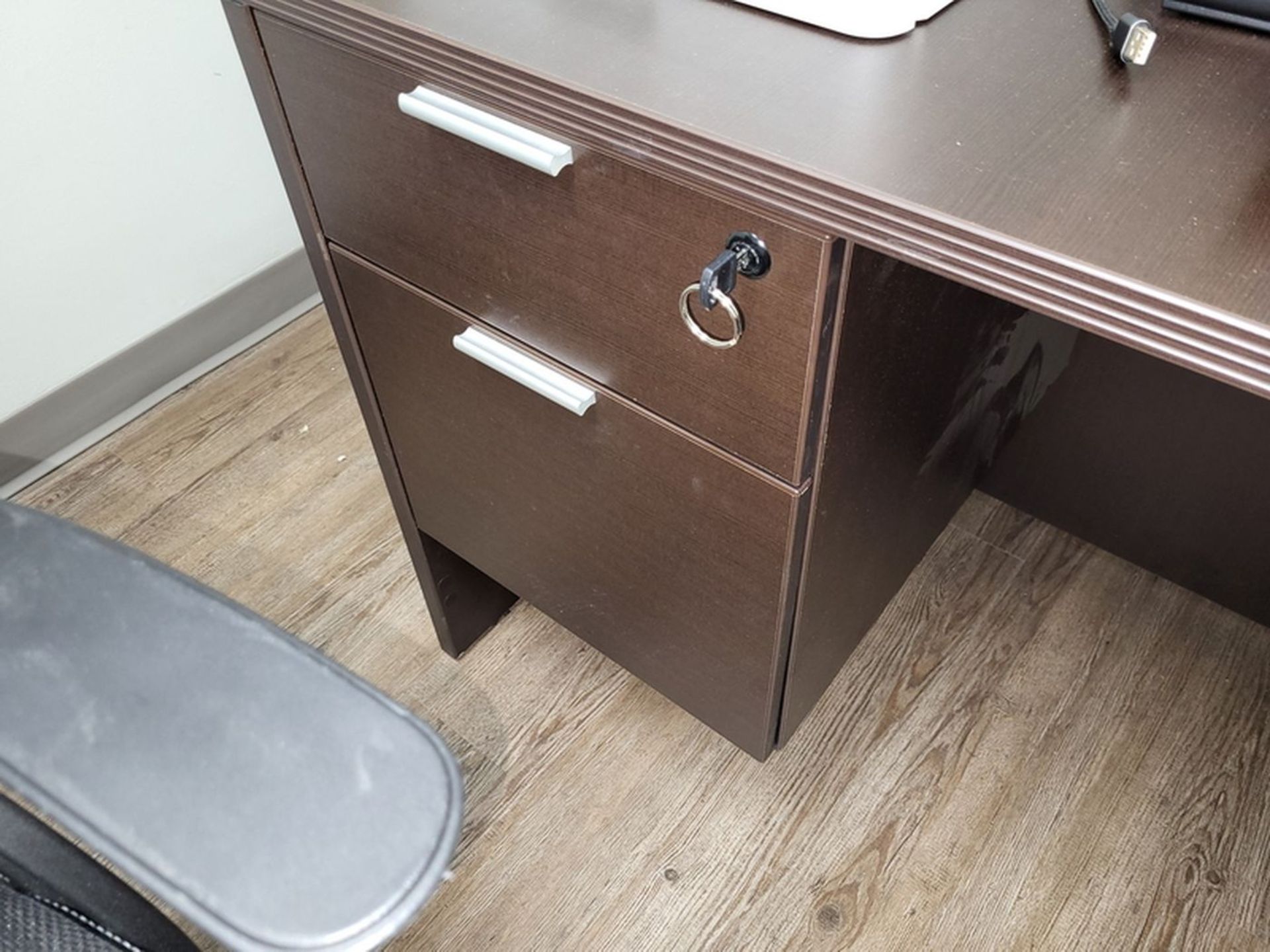 Lot - L-Shaped Desk; with Swivel Chair, and Side Chair - Image 3 of 3