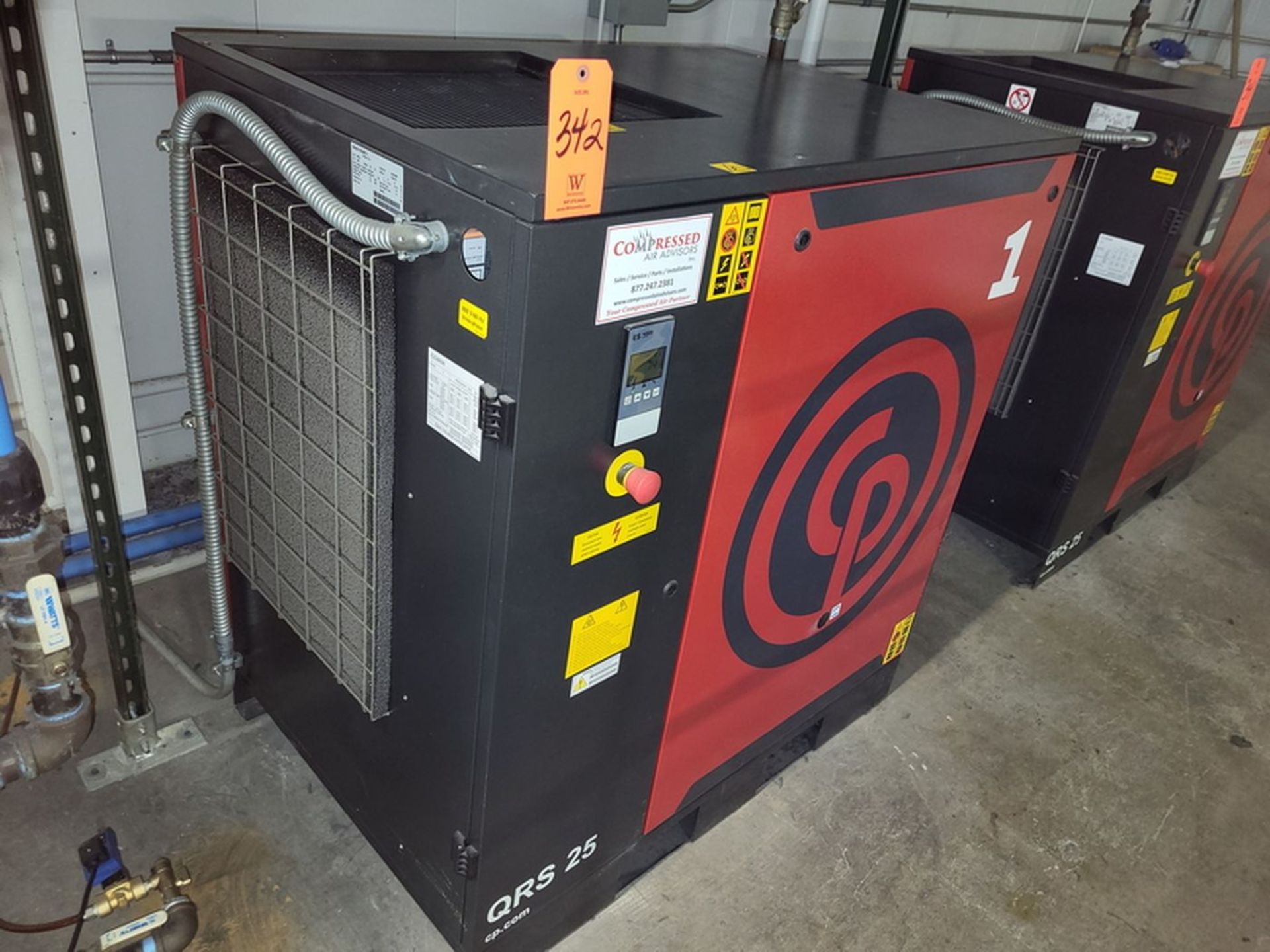 Chicago Pneumatic 25-HP Model QRS 25 Rotary Screw Type Skid Mounted Air Compressor, S/N: - Image 2 of 3