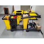 Lot - Rubbermaid Janitorial Carts & Equipment; to Include: (2) Carts, (2) Mobile Trash Cans & (2)