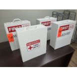 Lot - (4) Wall-Mounted First Aid Kits; 14 in. x 5.5 in. x 16 in. high, Include Contents