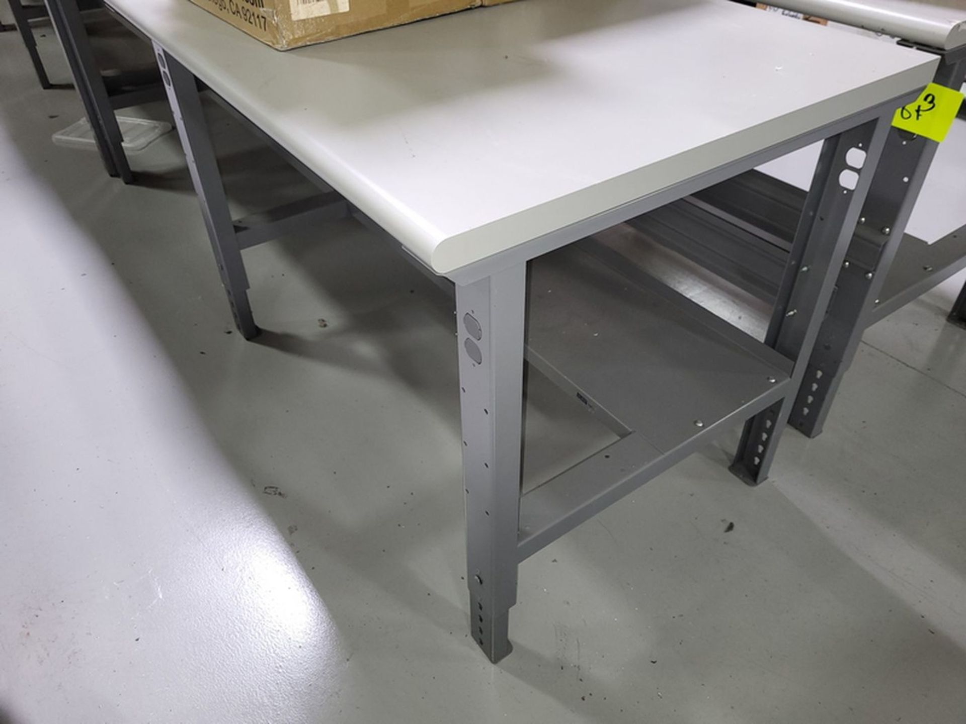 Lot - (5) 8 ft. x 3 ft. Laminate Worktables; Adjustable Height, (4) with Electric Fan Mount (Late - Image 2 of 2