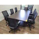 Lot - Conference Room Table; with (8) Matching Black Chairs, 4 ft. x 8 ft., Laminate Top