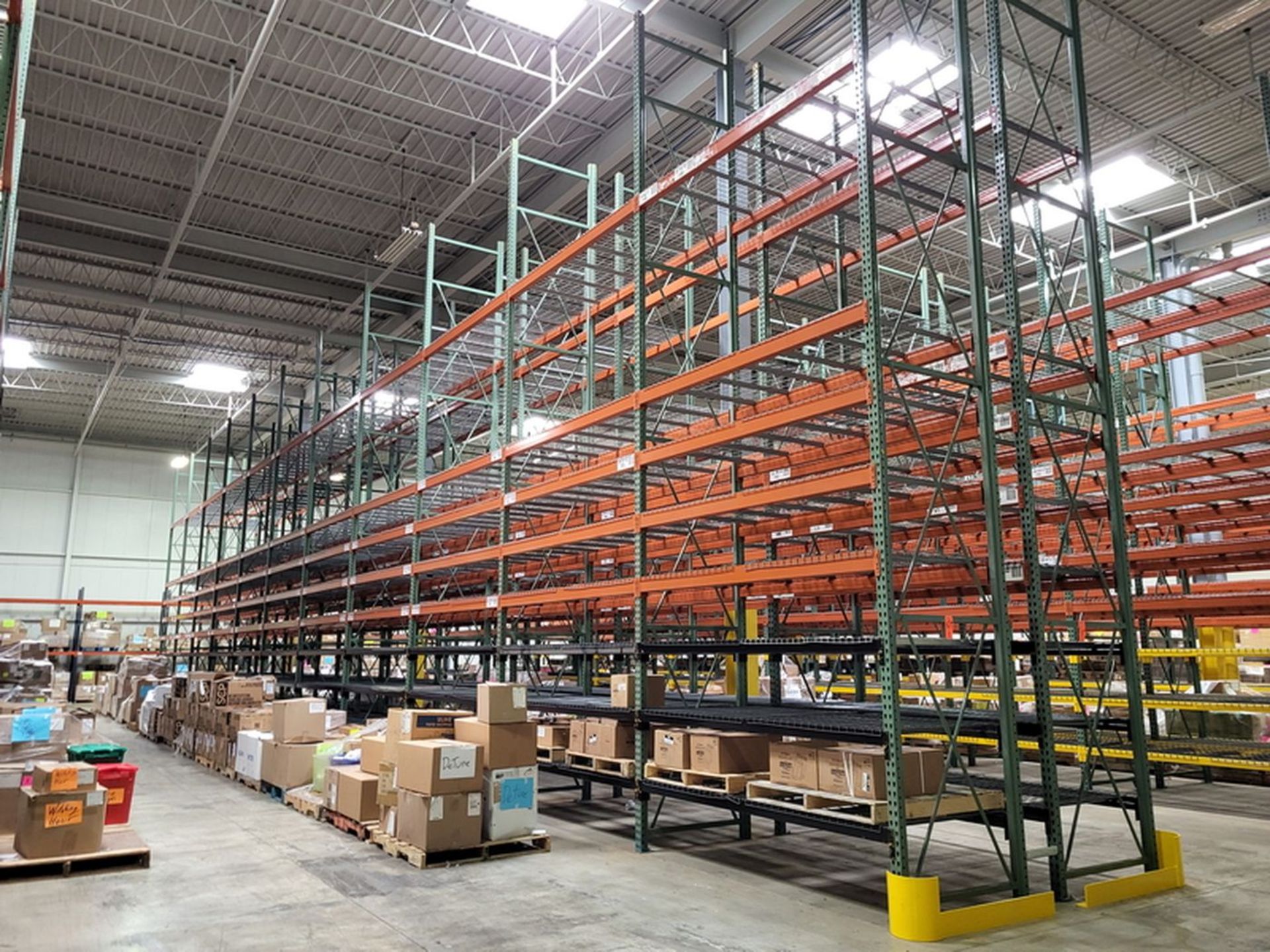 Lot - (22) Sections of Heavy Duty Adjustable Pallet Racking (Configured 11-Sections Back-to-Back);