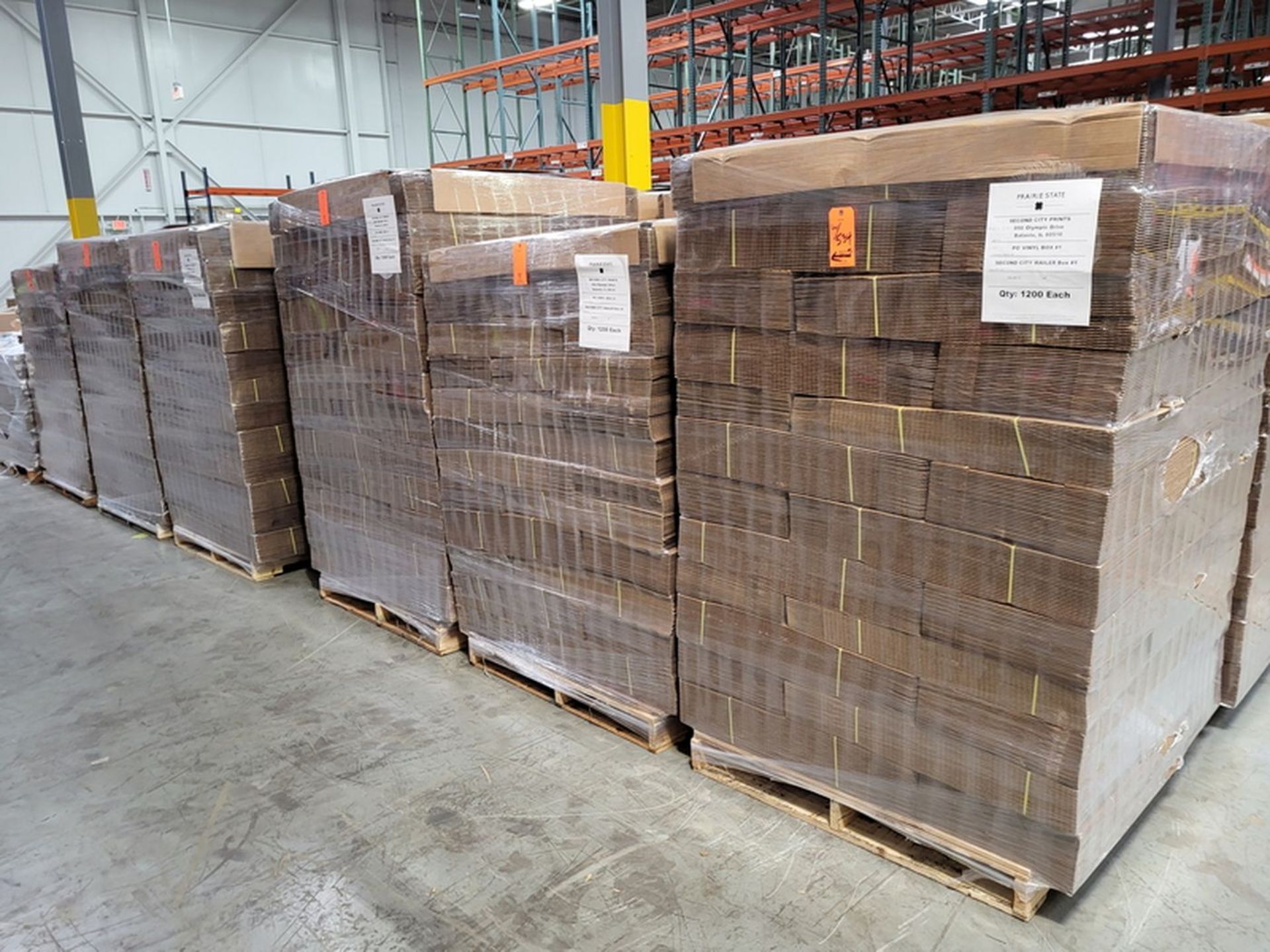 Lot - Assorted Corrugated Boxes; SCP Name, on (24) Pallets