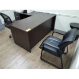 Lot - L-Shaped Desk; with Swivel Chair, and Side Chair