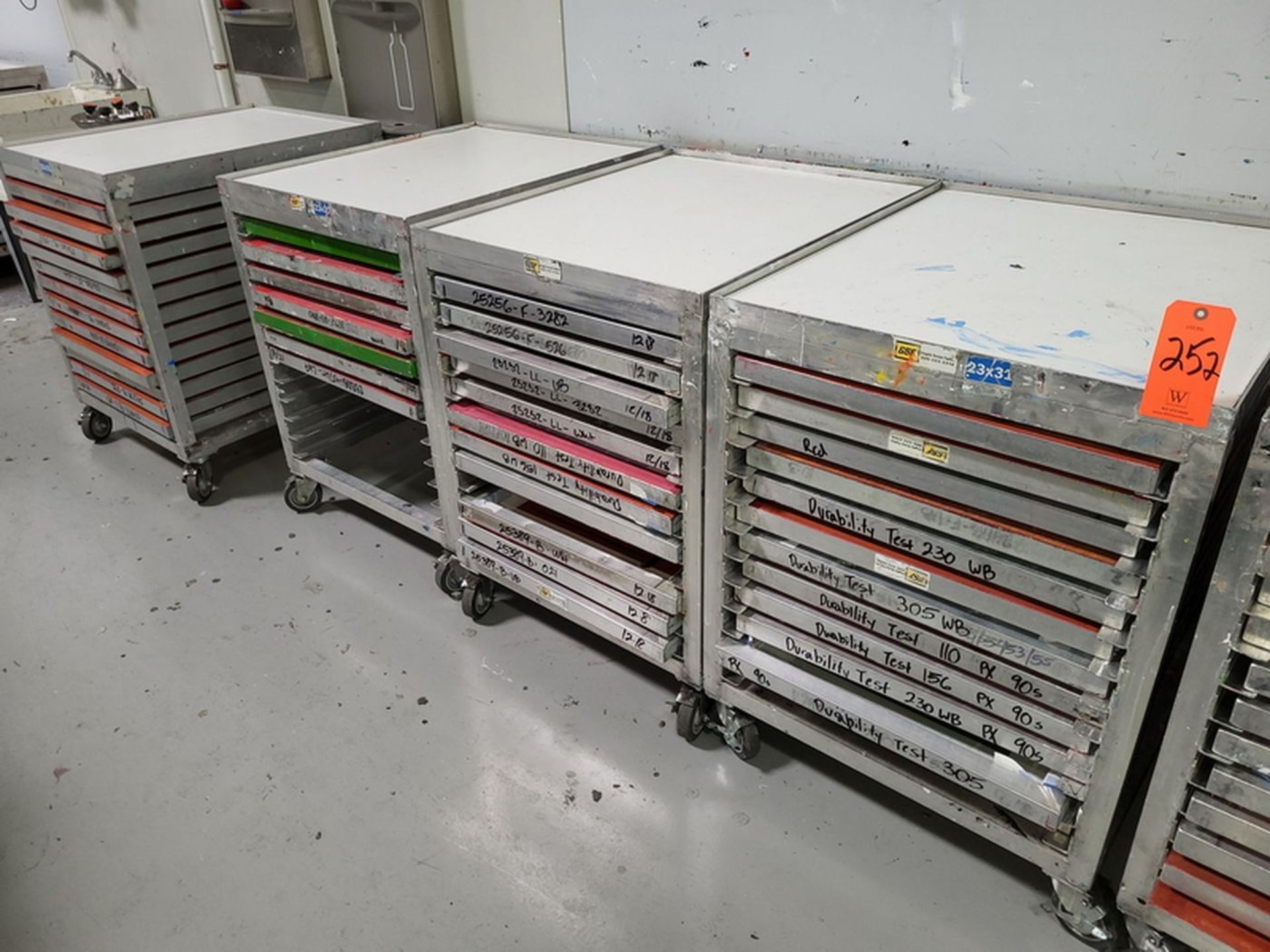 Lot - (4) GSF Portable Aluminum Screen Carts & Contents; Fits 23 in. x 31 in. Frames, Includes (