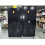 Lot - (2) Uline 2-Door Metal Supply Cabinets; Black