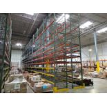 Lot - (22) Sections of Heavy Duty Adjustable Pallet Racking (Configured 11-Sections Back-to-Back);