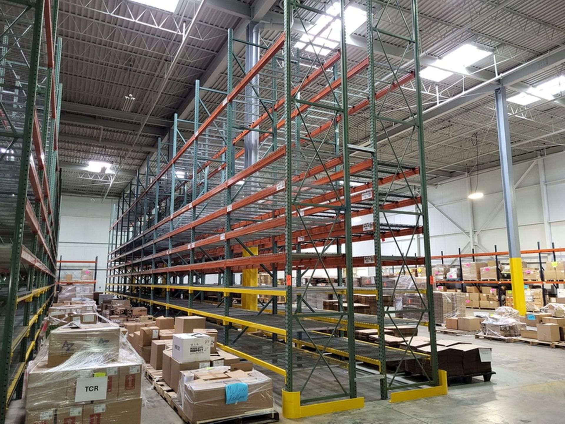 Lot - (22) Sections of Heavy Duty Adjustable Pallet Racking (Configured 11-Sections Back-to-Back);