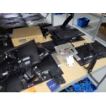 Lot - Assorted Flat Panel PC Monitors & Arm Supports; on (1) Shelf
