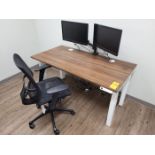 Uplift Desk; Electronic Height Controlled, Includes Dual Screen Monitor Stand, and Swivel Chair