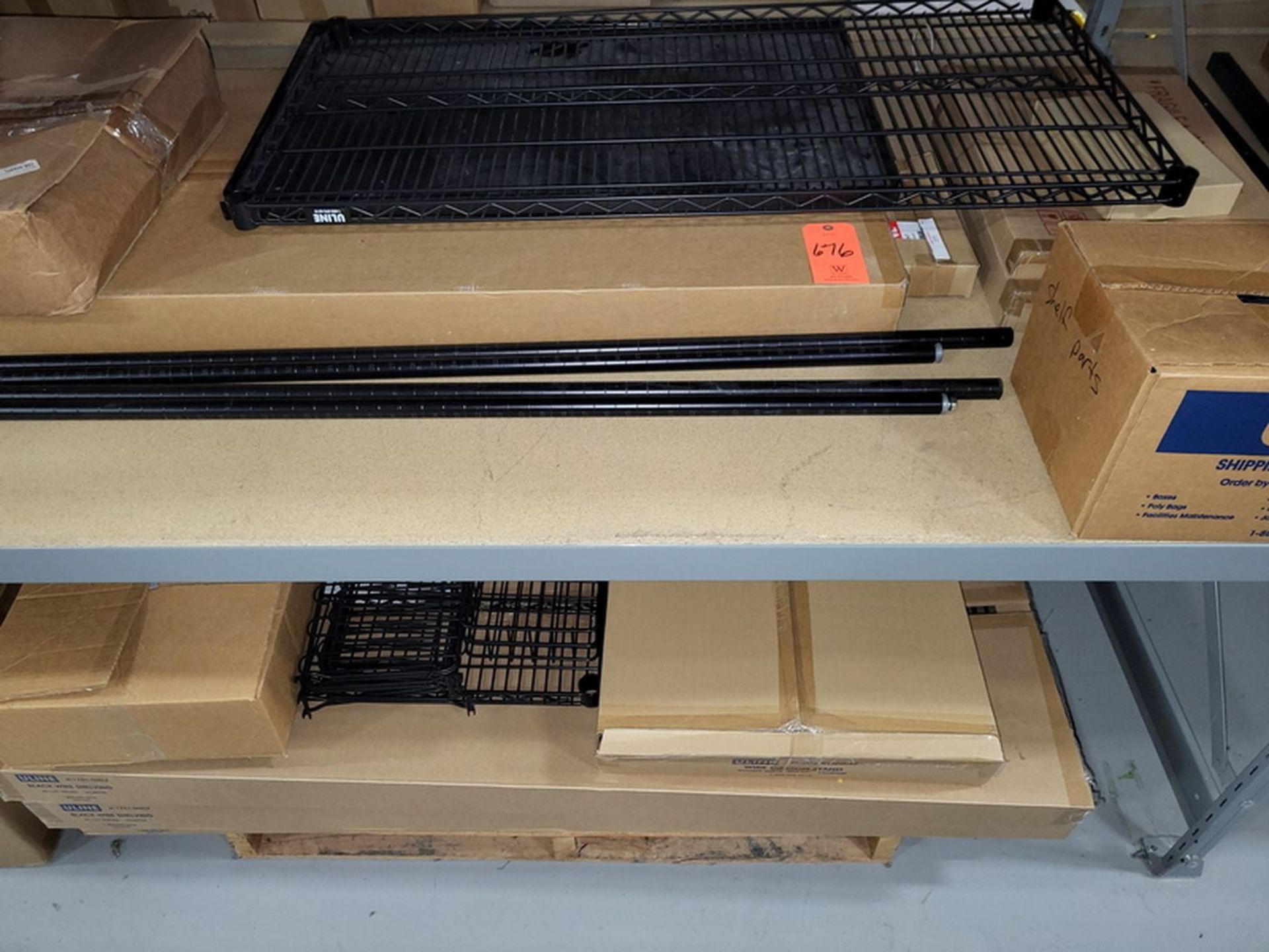 Lot - Uline Shelving Parts; on (2) Shelves