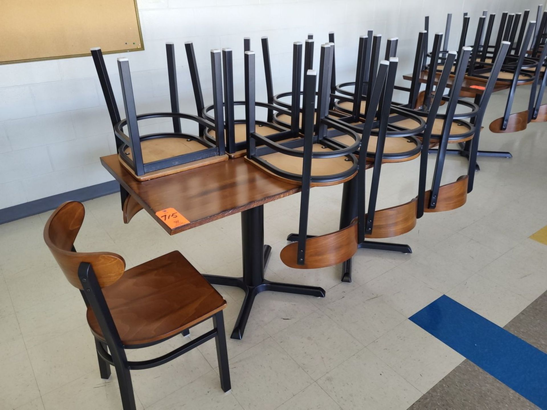 Lot - Wood Cafeteria Table & (8) Matching Chairs; 30 in. x 72 in.