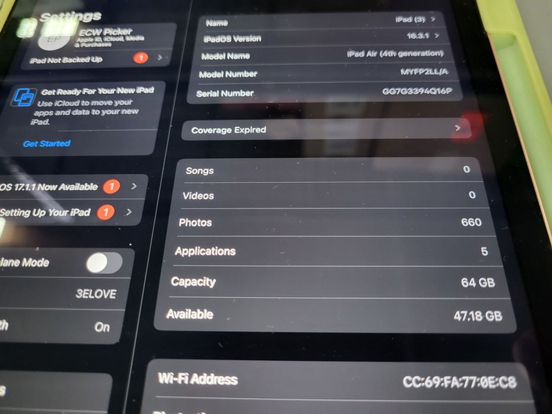 iPad Air; 4th Gen, OS 17.1.2 - Image 2 of 2