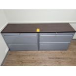 Lot - (4) Assorted Lateral File Cabinets; with Laminate Tops, in (2) Rooms