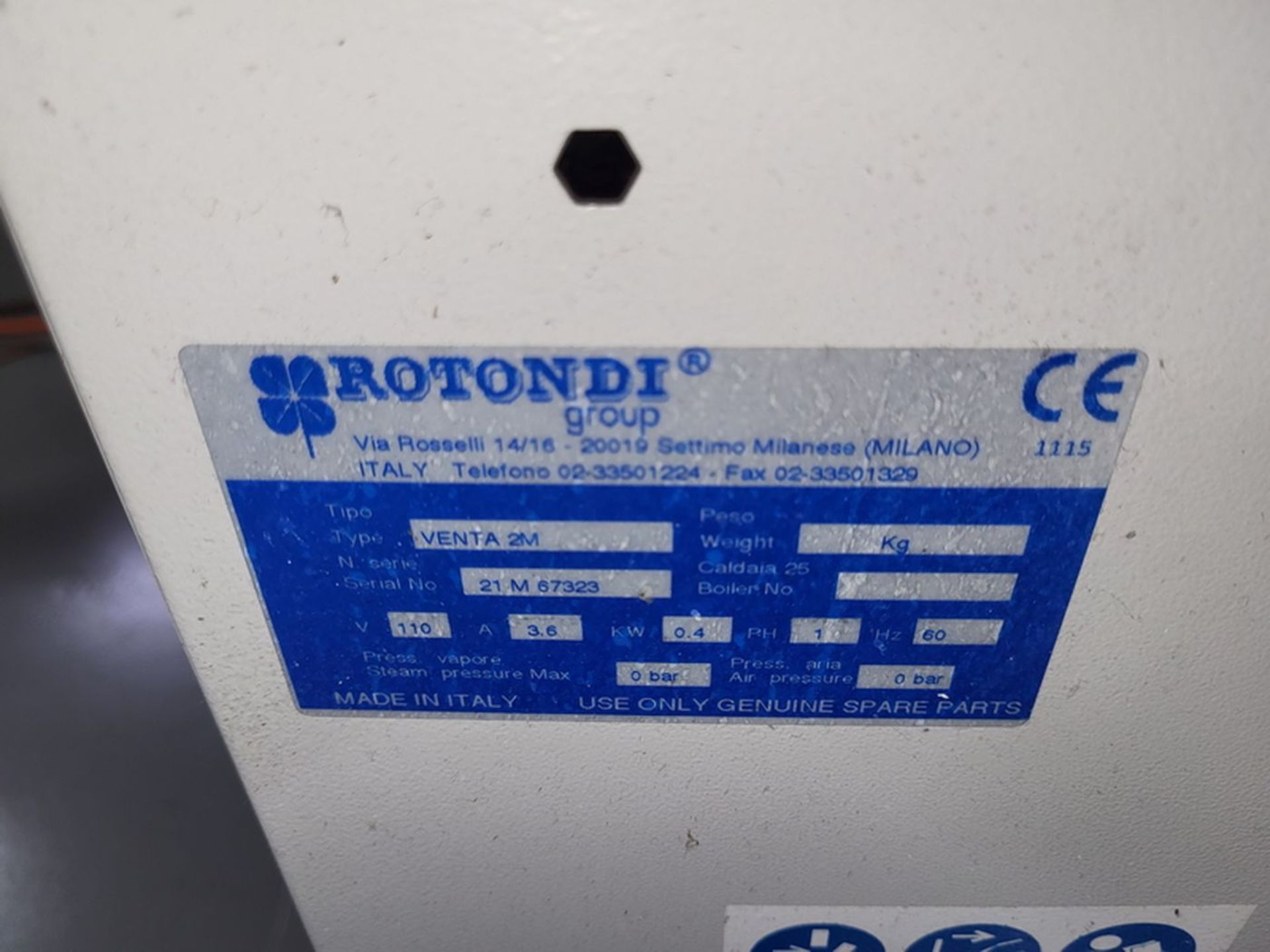 Rotondi Model Venta-2M Spot Cleaning Station, S/N: 21 M 67323; with ProBlast Textile Spot Cleaning - Image 3 of 3