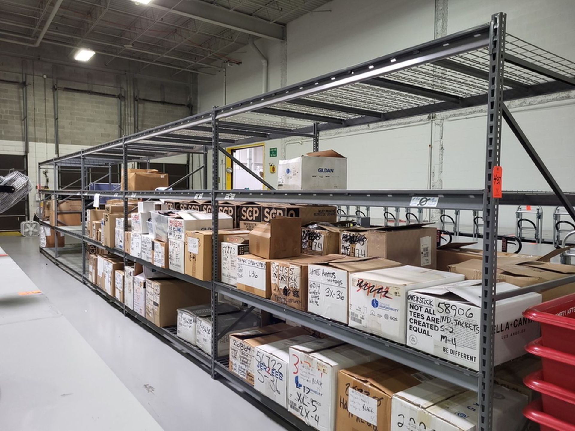 Lot - (5) Sections Light Duty Adjustable Shelving; 8 ft. wide x 48 in. deep x 8 ft. high, Steel Wire