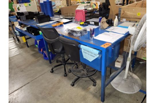 Lot - Shop Furnishings, Includes (1) Large Steel Desk, 120 in. x 42 in. x 35.5 in. H, (1) Steel - Image 2 of 3