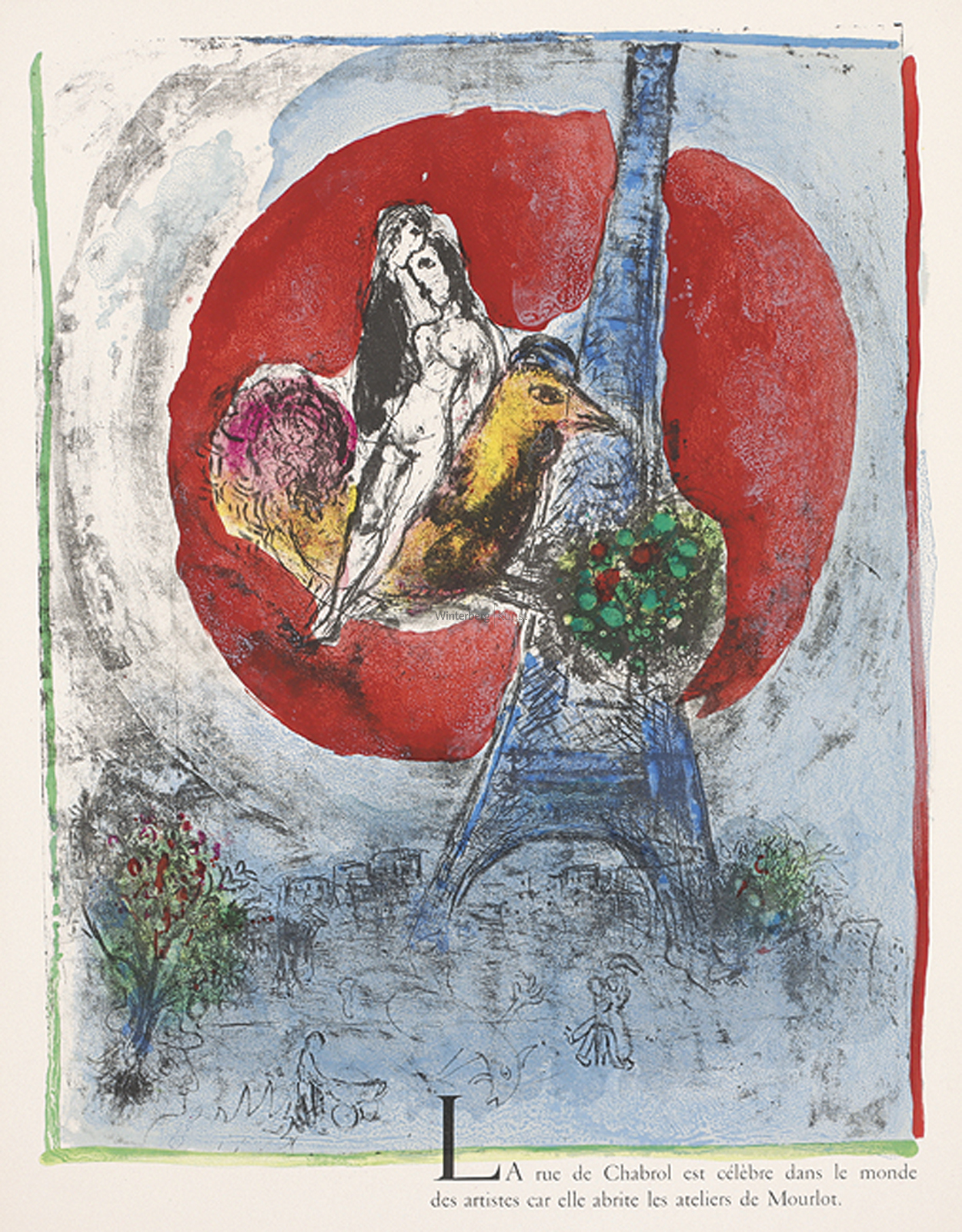 MARC CHAGALL: Les Amoureux de la Tour Eiffel.