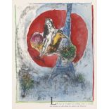 MARC CHAGALL: Les Amoureux de la Tour Eiffel.