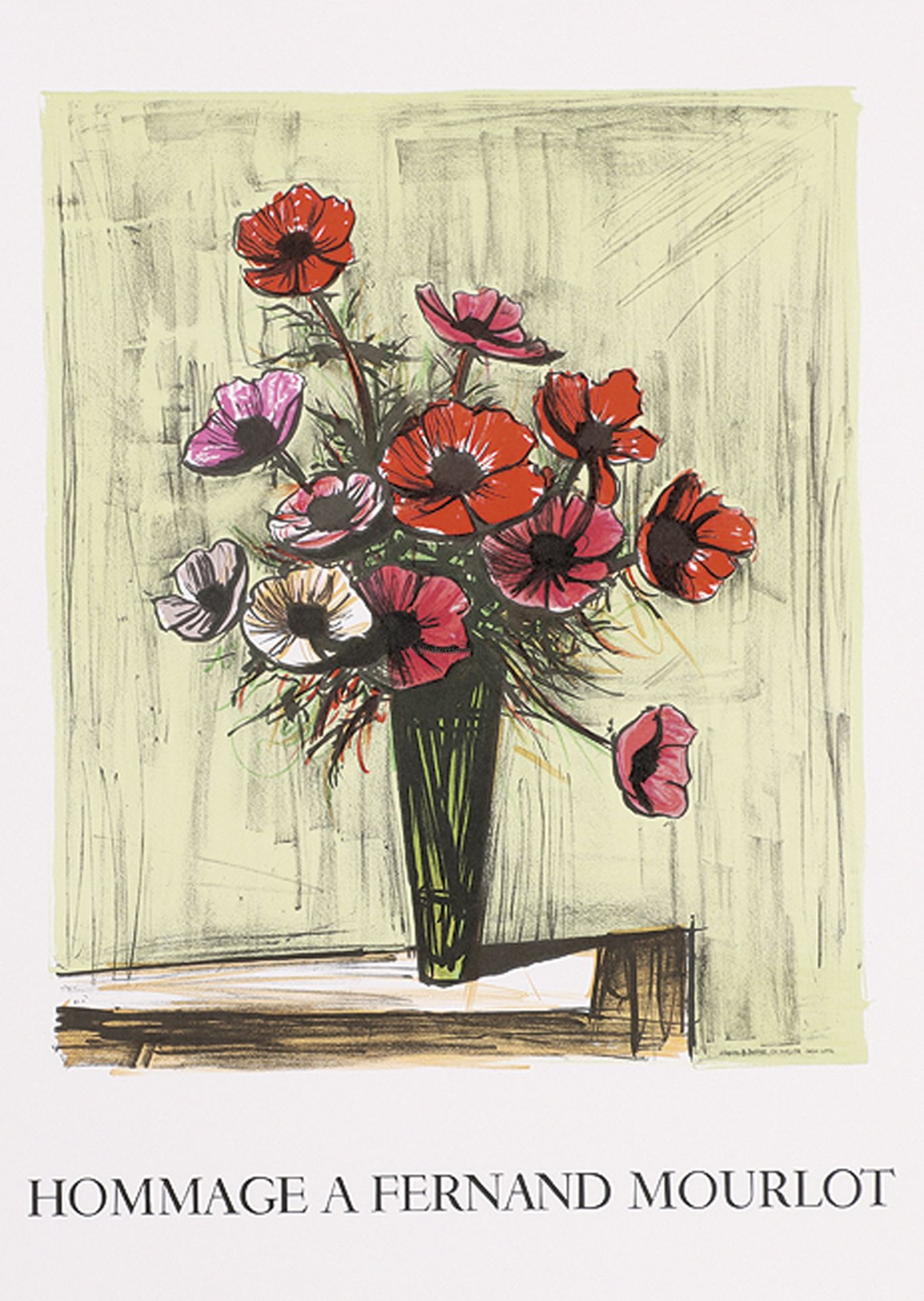 BERNARD BUFFET: Bouquet de Coquelicots dans un Vase mince.