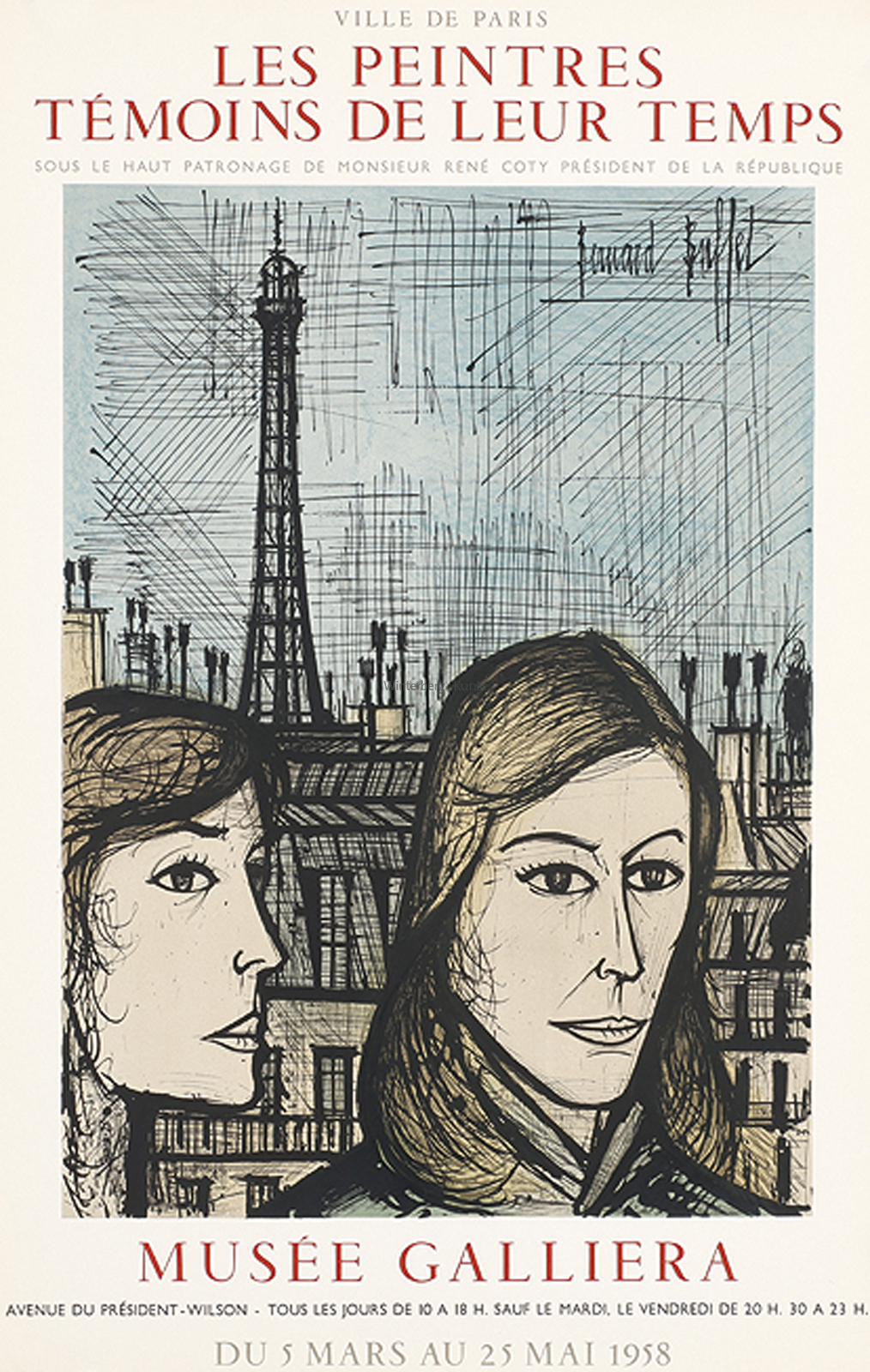 BERNARD BUFFET: Les Parisiennes - Le Pain et le Vin.