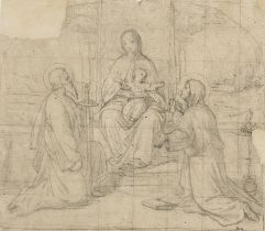 CASPAR JELE - zugeschrieben: Maria mit dem Jesuskind auf dem Schoß, flankiert von zwei anbetenden H