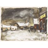 MAURICE DE VLAMINCK: Village avec Café sous la Neige.