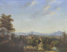 EMIL WALCHER: Ansicht von Reutlingen mit der Marienkirche,