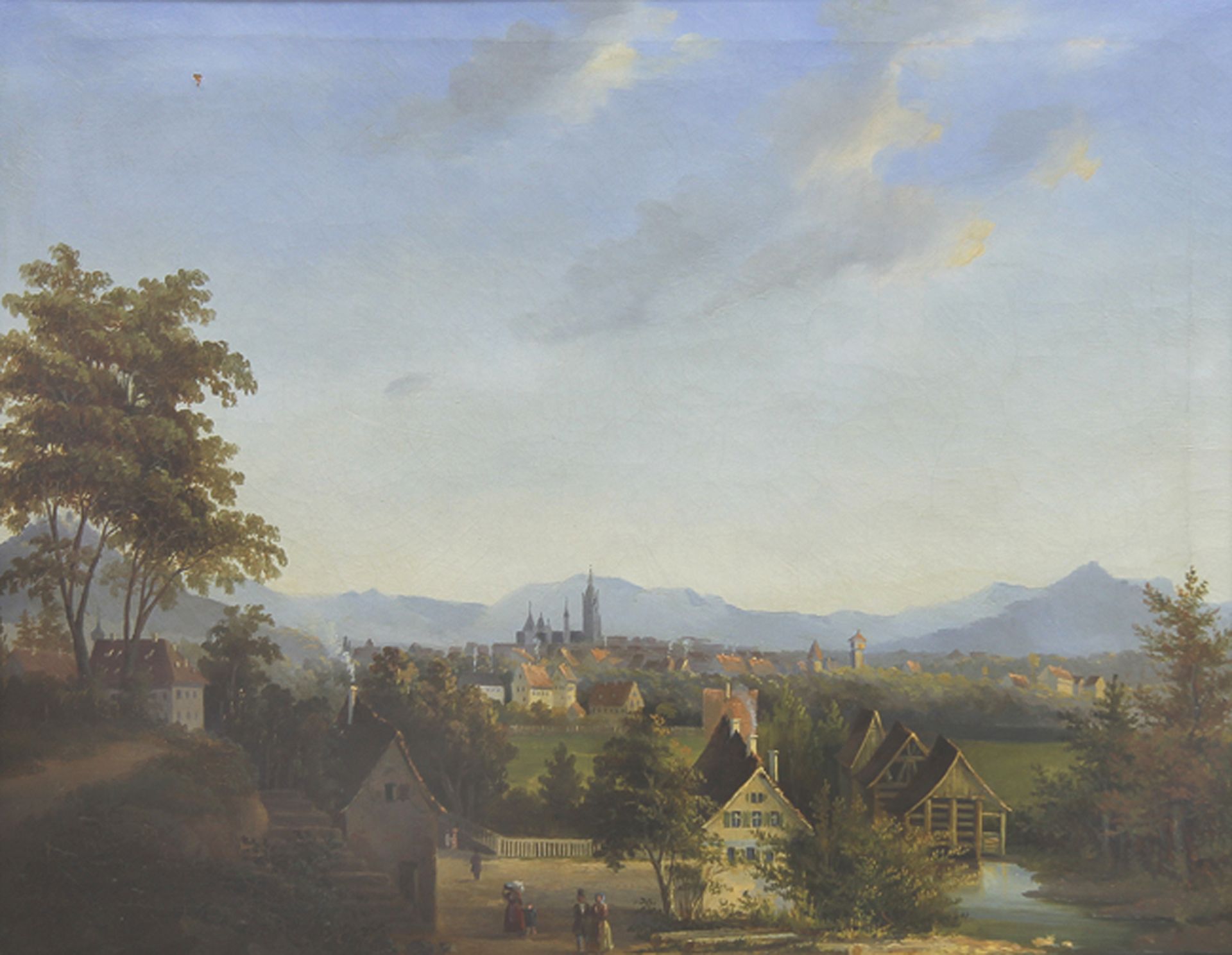 EMIL WALCHER: Ansicht von Reutlingen mit der Marienkirche,