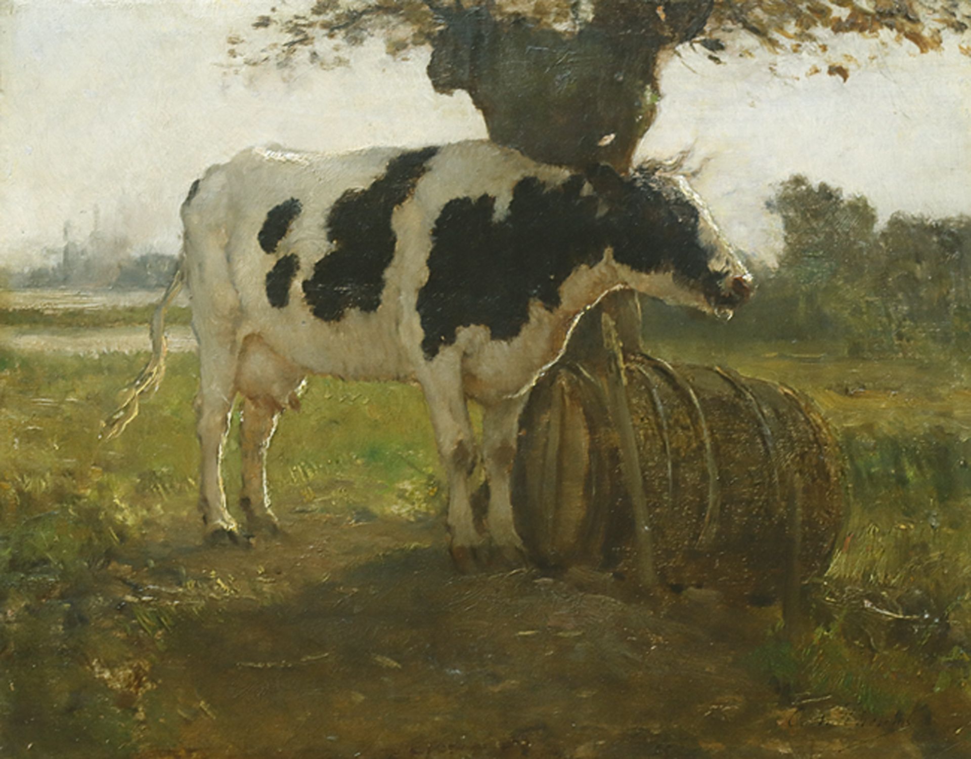 OTTO VON THOREN: Unter einem Baum stehende Kuh.