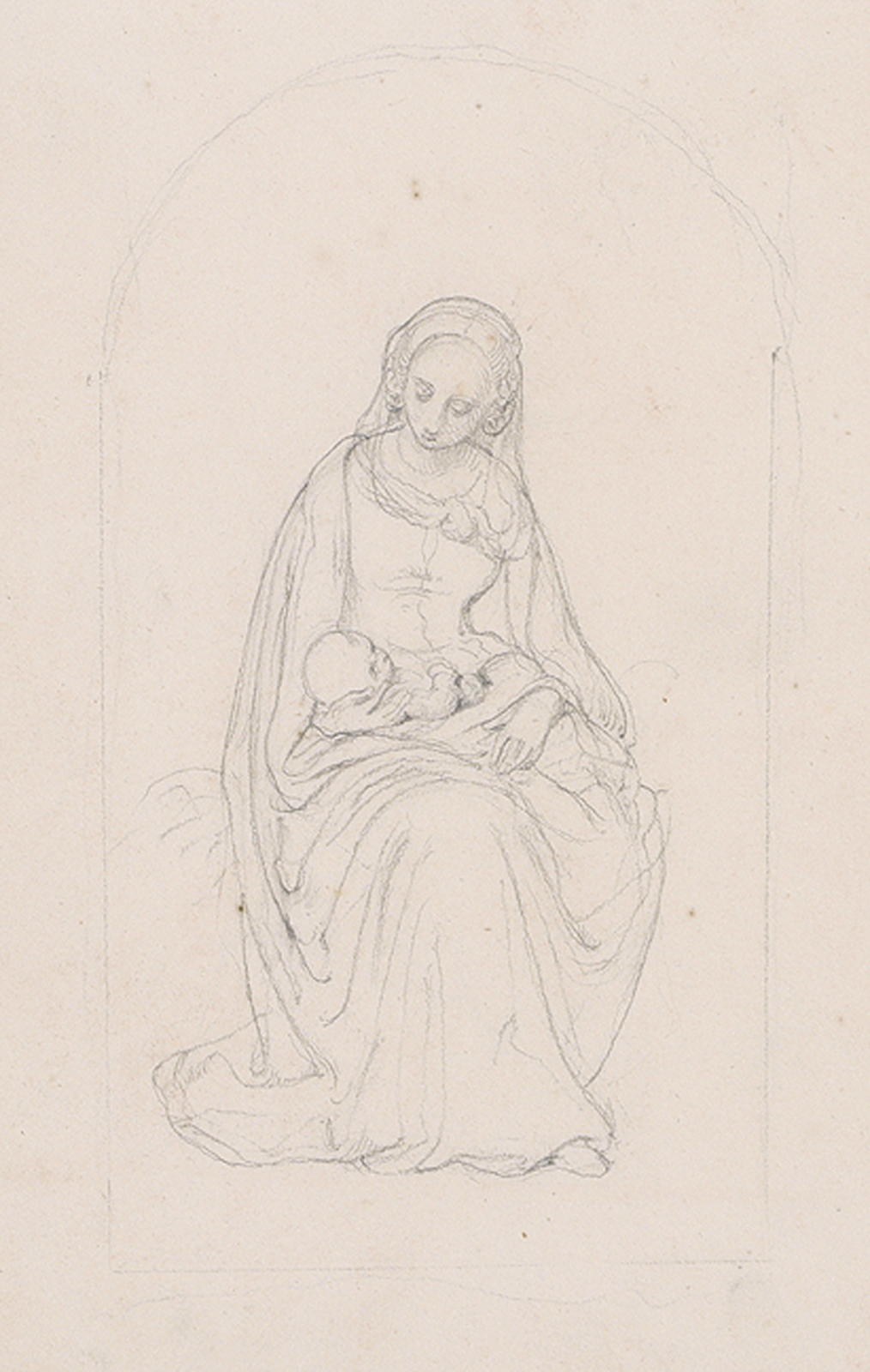 DEUTSCHER KÜNSTLER - NAZARENER: Sitzende Madonna mit dem Jesuskind.