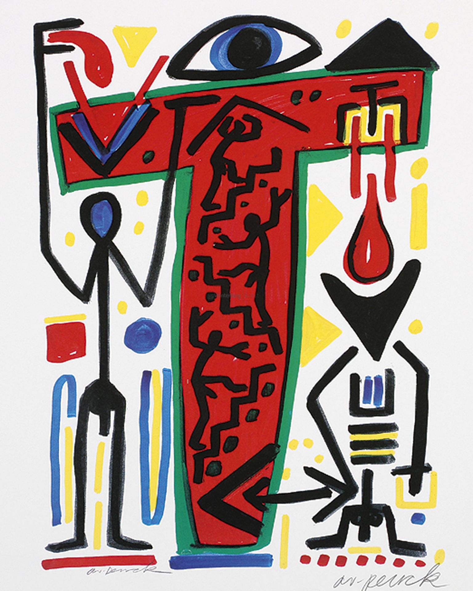 A. R. PENCK, eigentl. RALF WINKLER: Figur und Augen - Totempfahl und Figur.