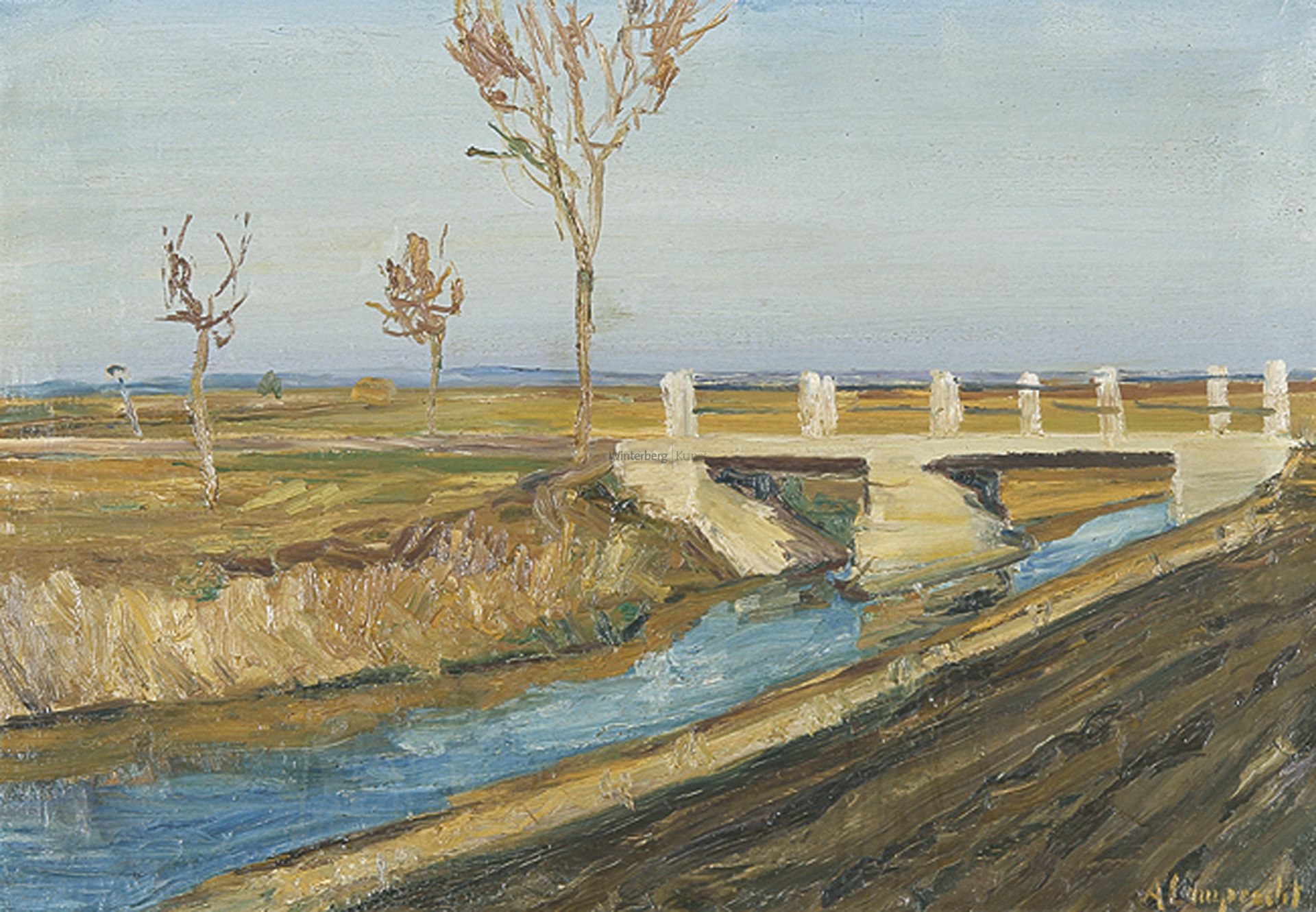 ANTON LAMPRECHT: Weite Landschaft mit Kanal.